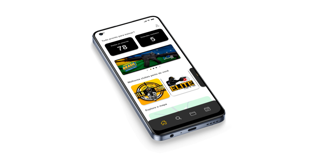 Tela inicial do App Clube do Atirador